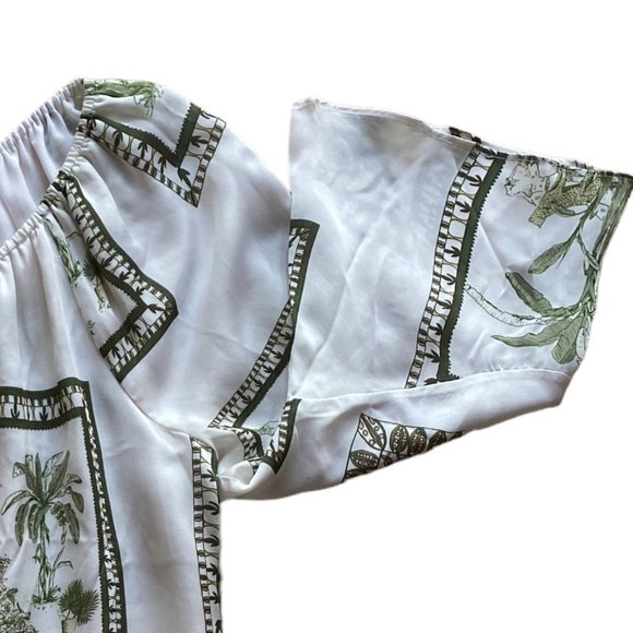 NWT Ecru Bellucci Tropical Postcard Bar Detail Animal Print Indie Ruffle Top-L - Picture 12 of 16